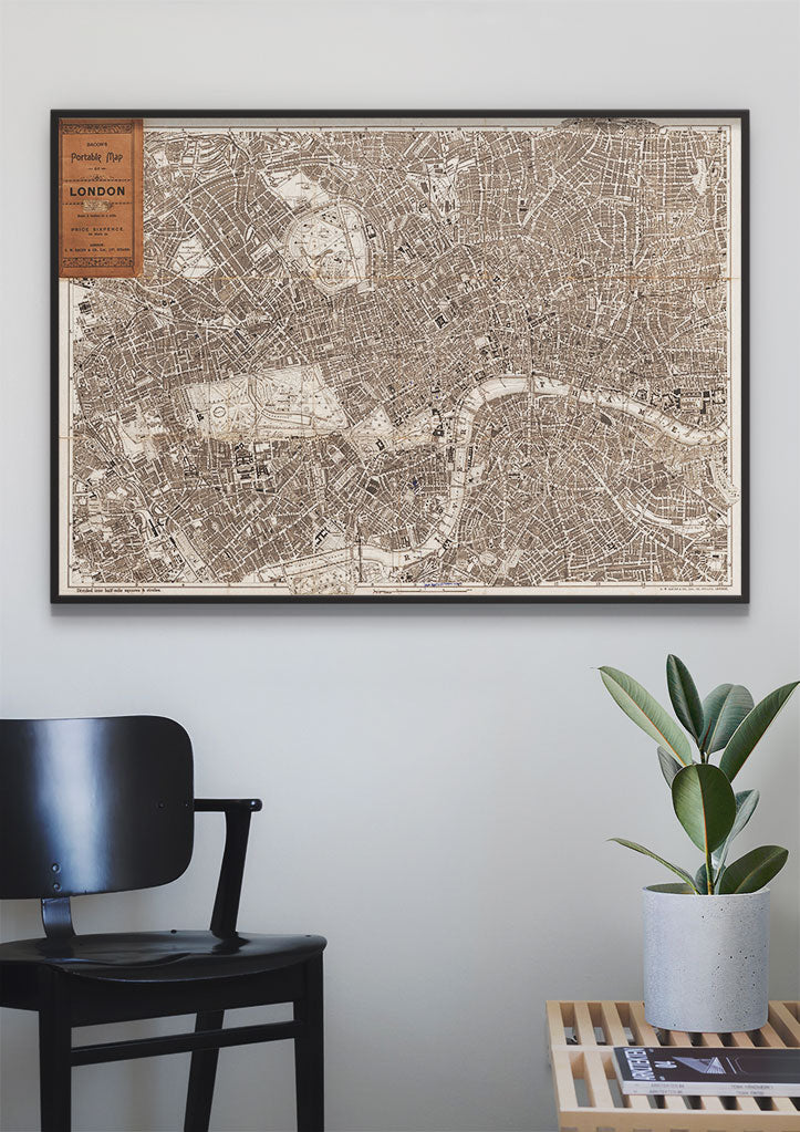 Vintage London Map - Bacon's Portable Map