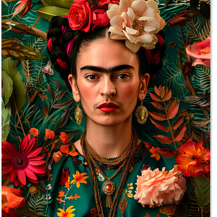 Frida Kahlo Portrait with Flowers