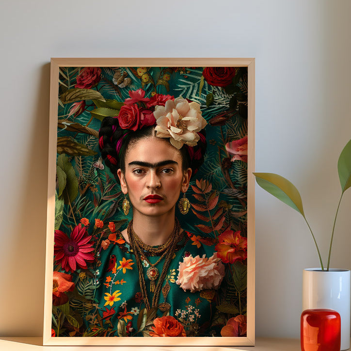 Frida Kahlo Portrait with Flowers