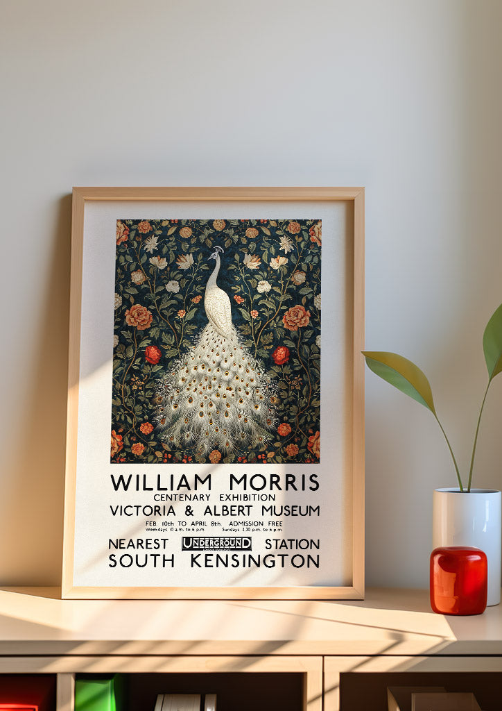 William Morris White Peafowl Poster