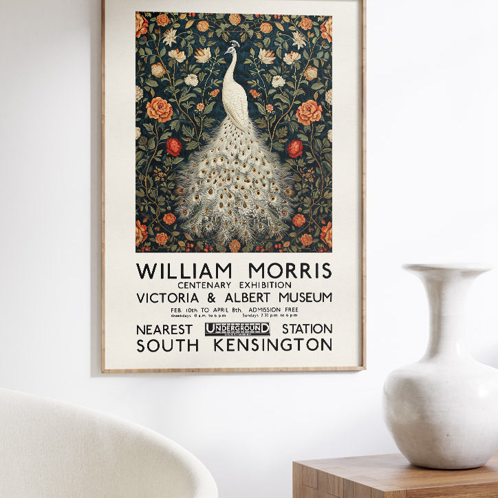 William Morris White Peafowl Poster