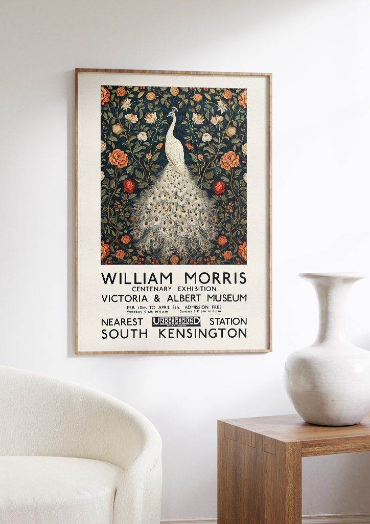 William Morris White Peafowl Poster