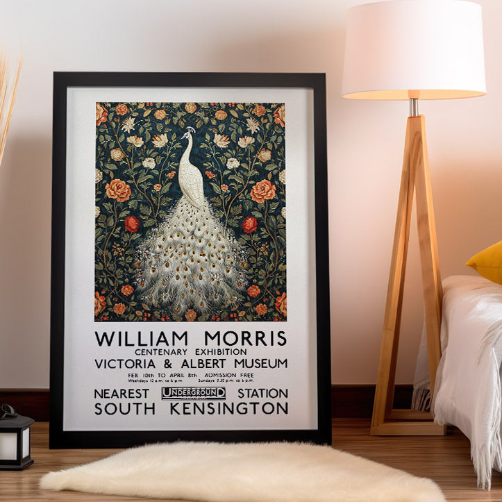 William Morris White Peafowl Poster