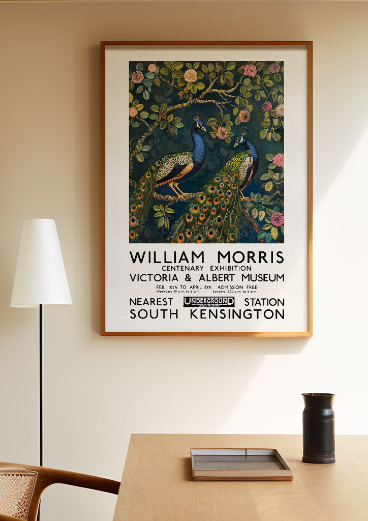 William Morris V&A Poster - Two Peafowl on a Tree