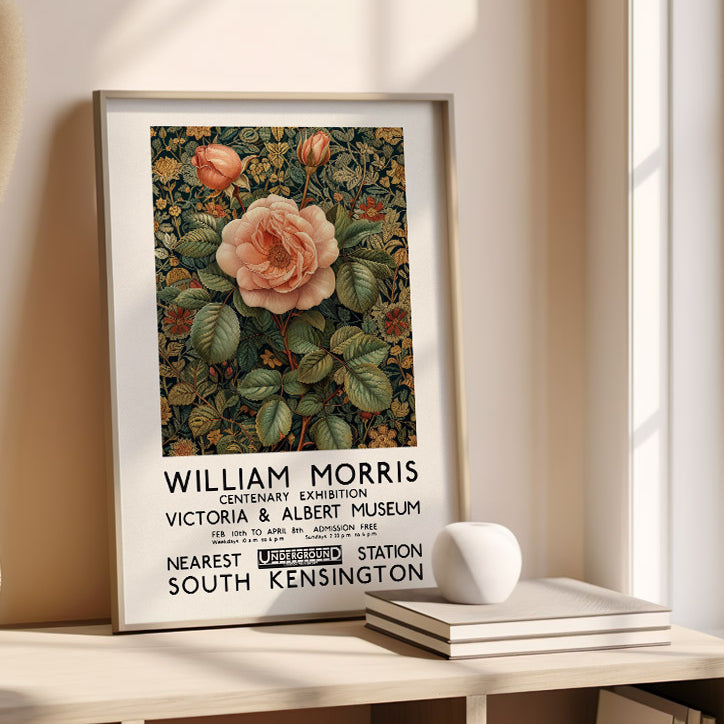 William Morris Pink Rose Exhibition Poster