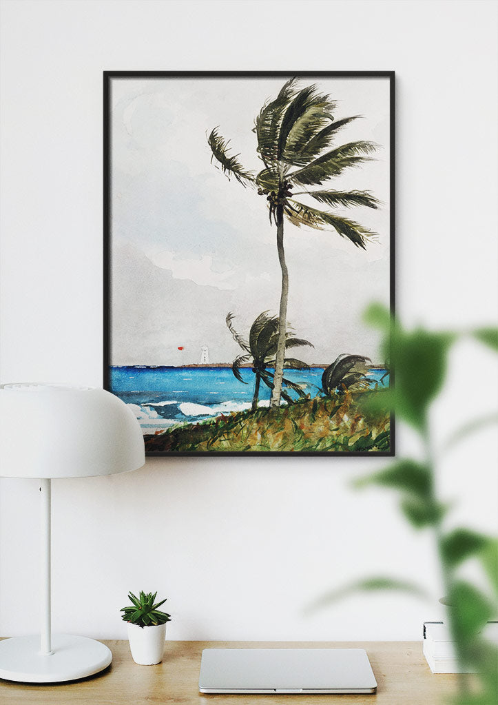 Winslow Homer Palm Tree Nassau Painting | Beach Scene Wall Art – Posterist