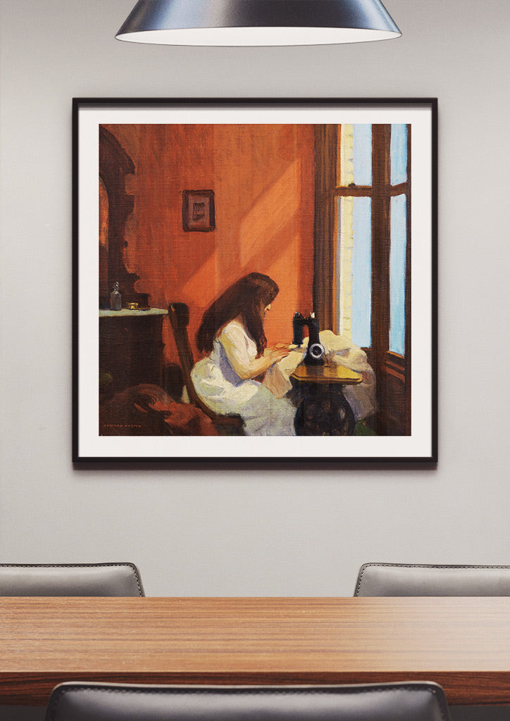 Edward Hopper Square Poster | Girl at Sewing Machine – Posterist