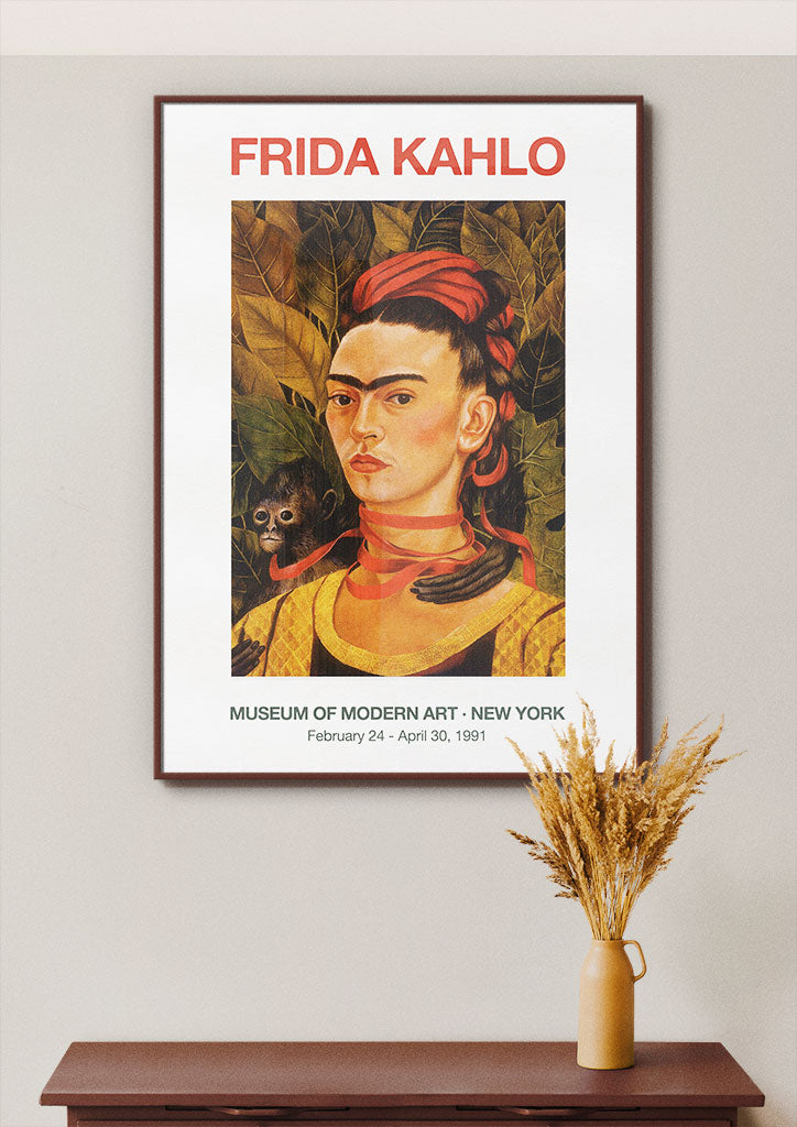 Self Portrait with Monkey by Frida Kahlo Exhibition Poster