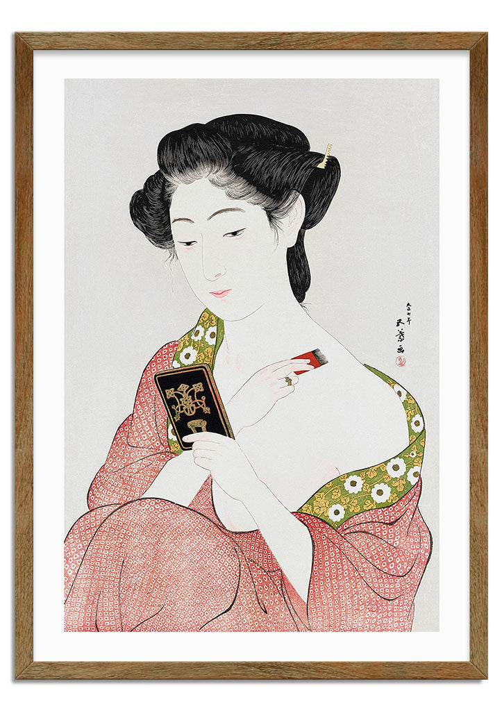 Woman Applying Powder Art Print by Goyō Hashiguchi