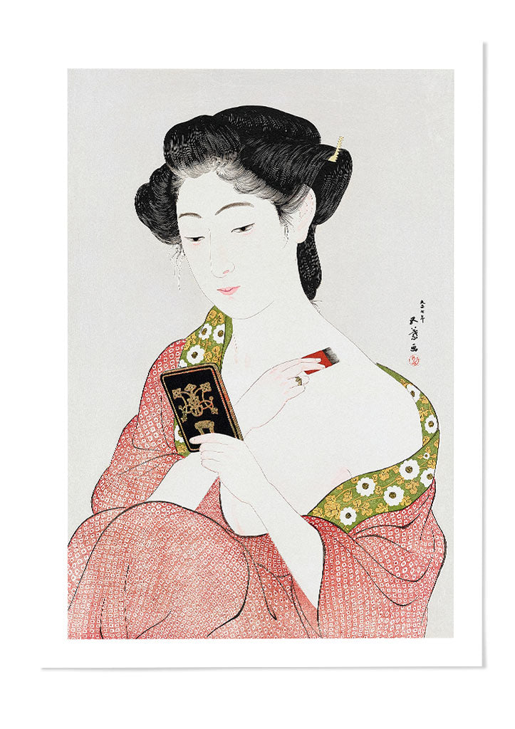 Woman Applying Powder Art Print by Goyō Hashiguchi