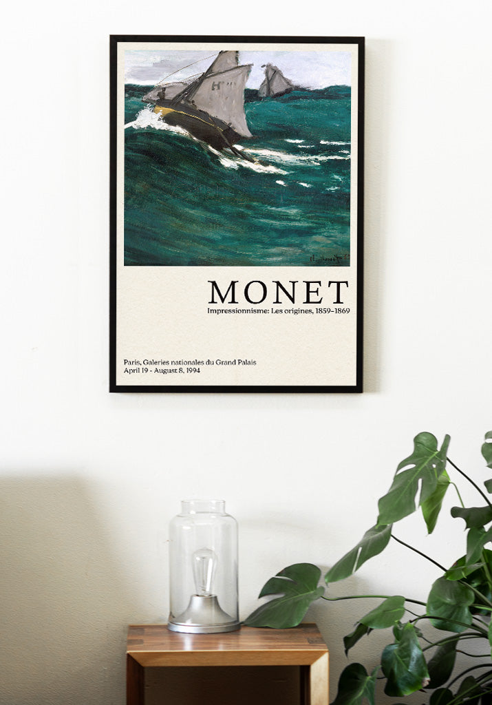 Claude Monet exhibition poster showing his painting 'The Green Wave'.