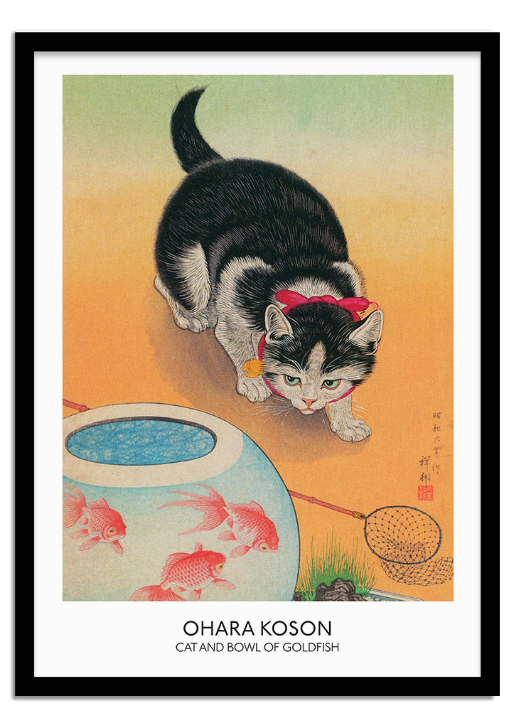 Ohara Koson - Cat with a Bowl of Goldfish