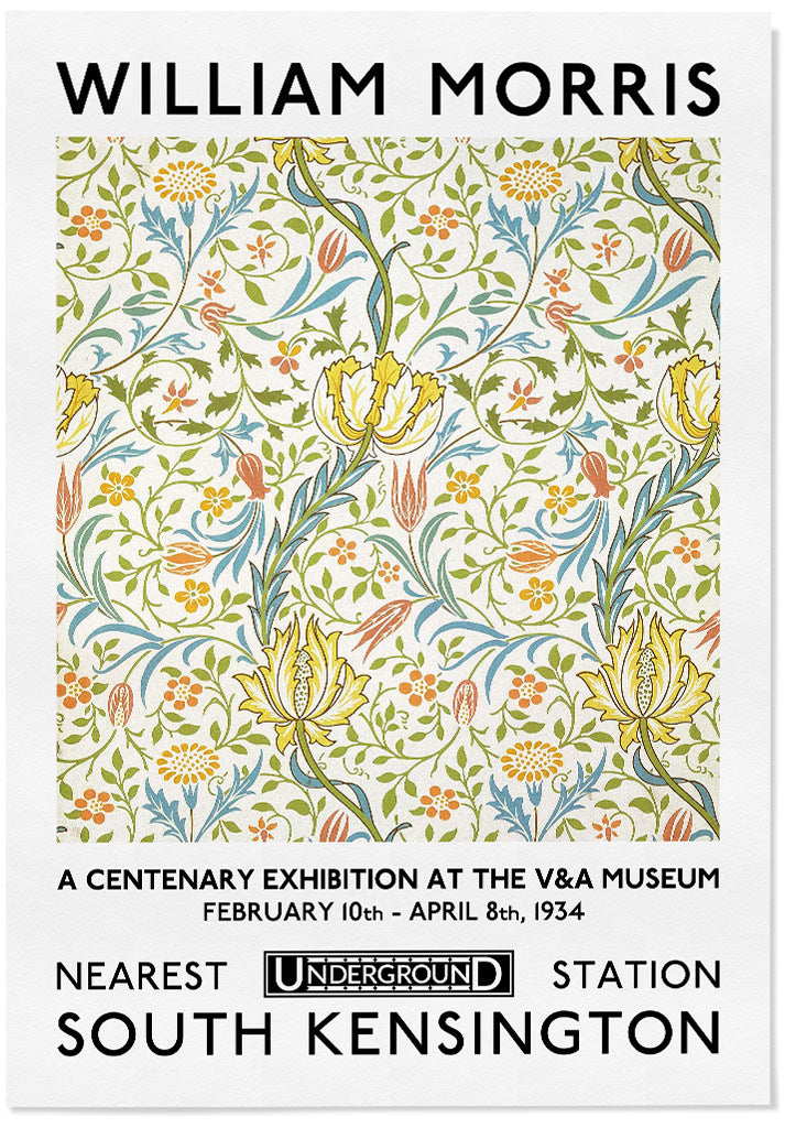 William Morris floral illustration yellow and green colours