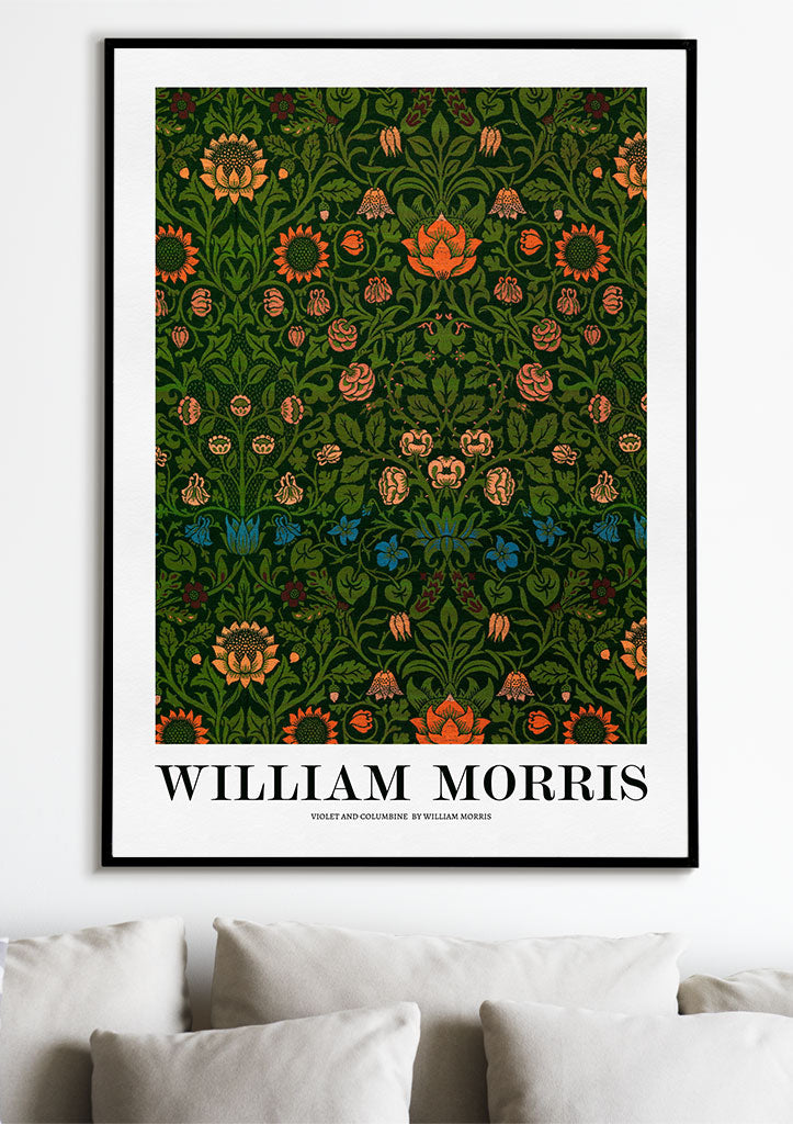 Violet and Columbine Art Print by William Morris